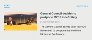 *BREAKING* Wegen #Omicron kann die Minister*innenkonferenz der #WTO #MC12 nicht